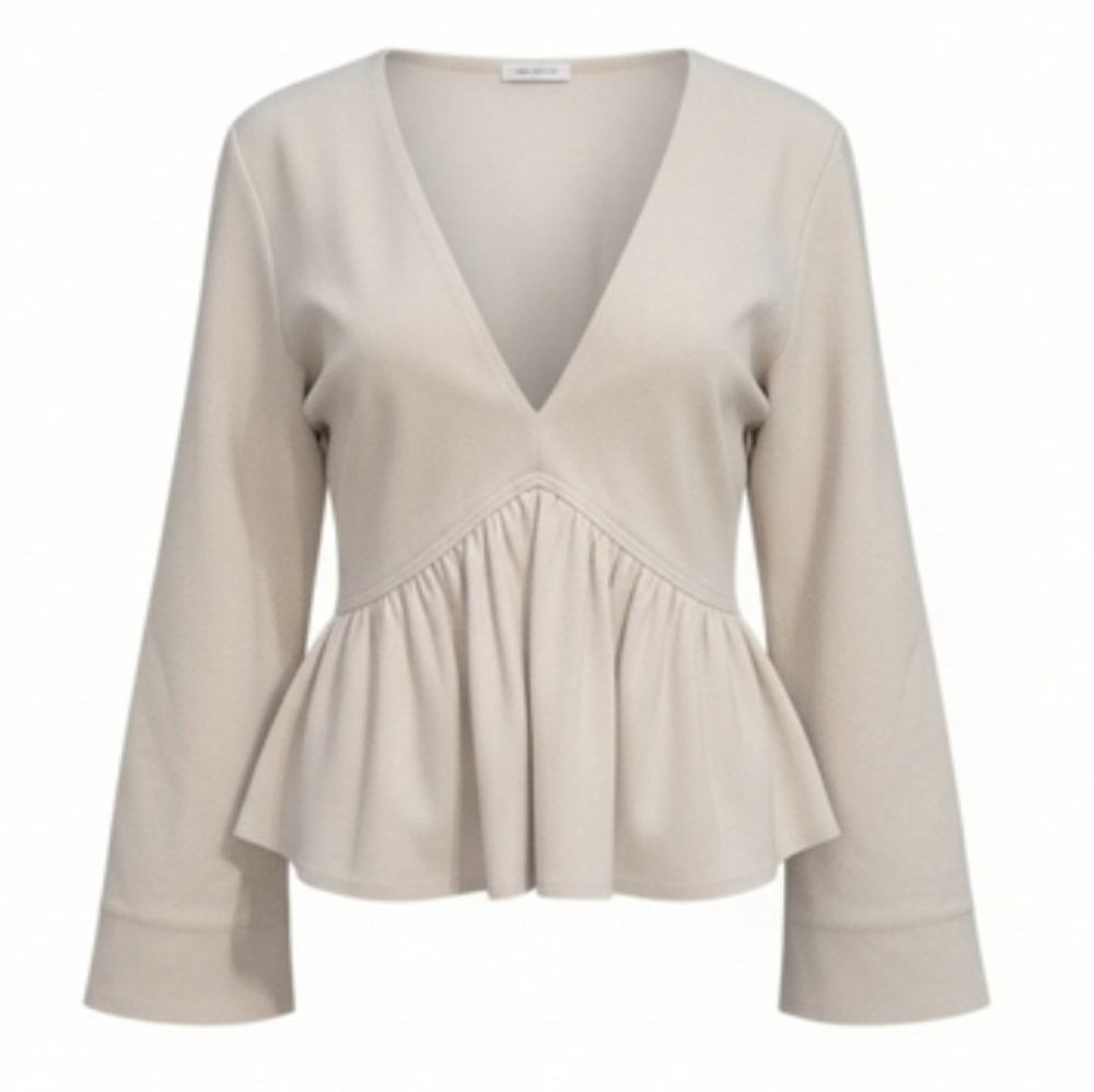 NWT Rebecca Taylor Bell Sleeve Trapeze Top – Alabaster Cream – XL